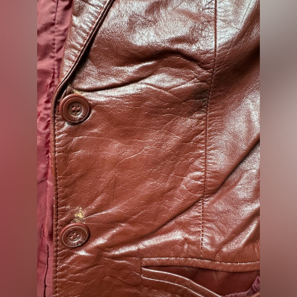 Bonaventura Women's Burgundy Leather Blazer Jacket - Picture 15 of 16